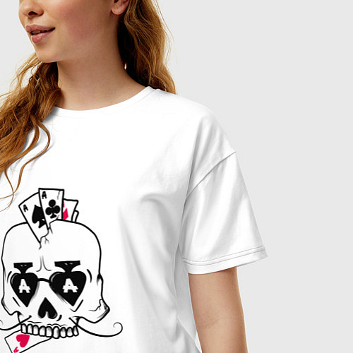 Женская футболка оверсайз Poker Face / Белый – фото 3
