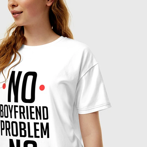 Женская футболка оверсайз No Boyfriend / Белый – фото 3