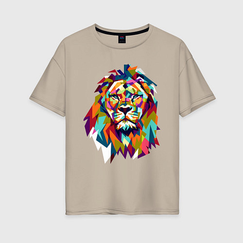 Женская футболка оверсайз Lion Art / Миндальный – фото 1