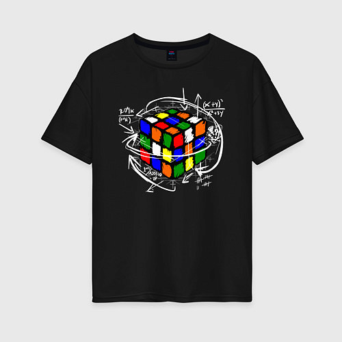 Женская футболка оверсайз Кубик Рубика / Черный – фото 1