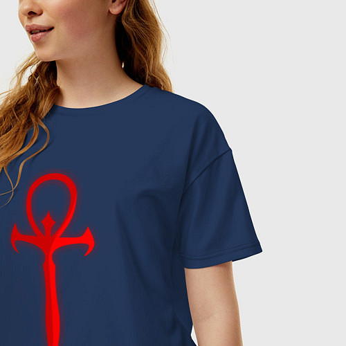 Женская футболка оверсайз Символ маскарада / Тёмно-синий – фото 3