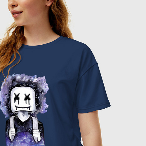 Женская футболка оверсайз Marshmello: Space Boy / Тёмно-синий – фото 3