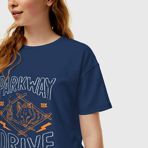 Женская футболка оверсайз Parkway Drive: Keep the flame alive / Тёмно-синий – фото 3