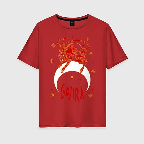 Женская футболка оверсайз Gojira: Evil Demon / Красный – фото 1