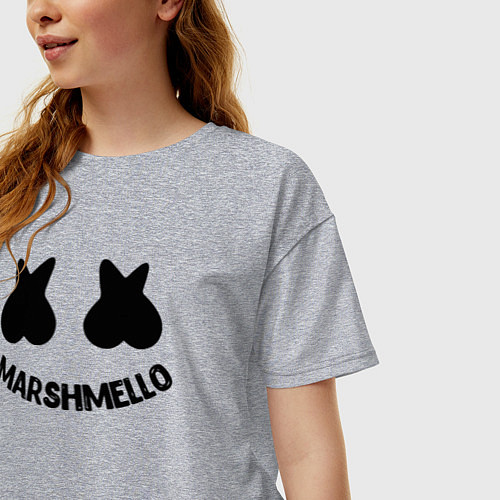 Женская футболка оверсайз Marshmello / Меланж – фото 3