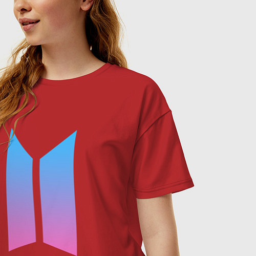 Женская футболка оверсайз BTS: Neon Jimin / Красный – фото 3