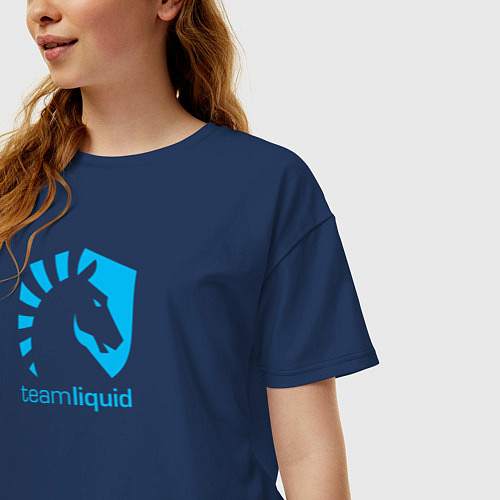 Женская футболка оверсайз TEAM LIQUID / Тёмно-синий – фото 3