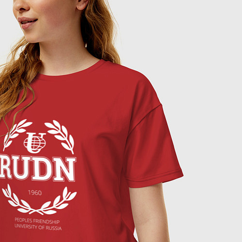 Женская футболка оверсайз RUDN / Красный – фото 3
