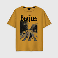 Футболка оверсайз женская The Beatles: Mono Abbey Road, цвет: горчичный