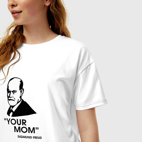 Женская футболка оверсайз Your Mom / Белый – фото 3