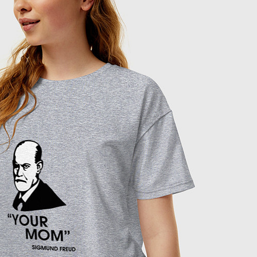 Женская футболка оверсайз Your Mom / Меланж – фото 3