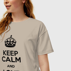 Футболка оверсайз женская Keep Calm & Love Harry Styles, цвет: миндальный — фото 2