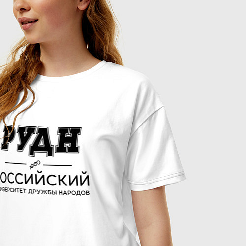 Женская футболка оверсайз РУДН / Белый – фото 3