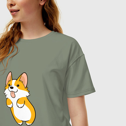 Женская футболка оверсайз Корги лапочка / Авокадо – фото 3