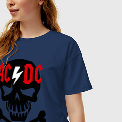 Футболка оверсайз женская AC/DC Skull, цвет: тёмно-синий — фото 2