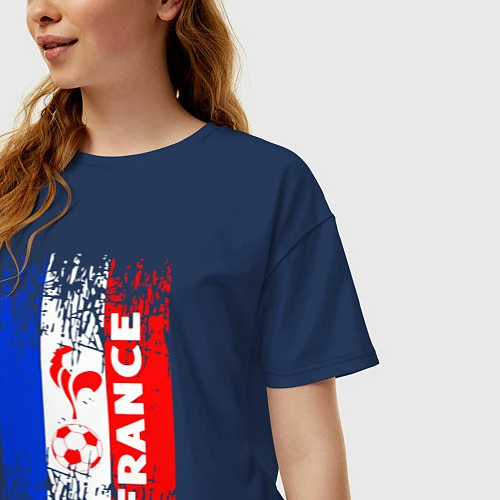 Женская футболка оверсайз France Team / Тёмно-синий – фото 3