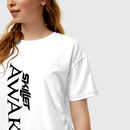 Женская футболка оверсайз Skillet Awake / Белый – фото 3