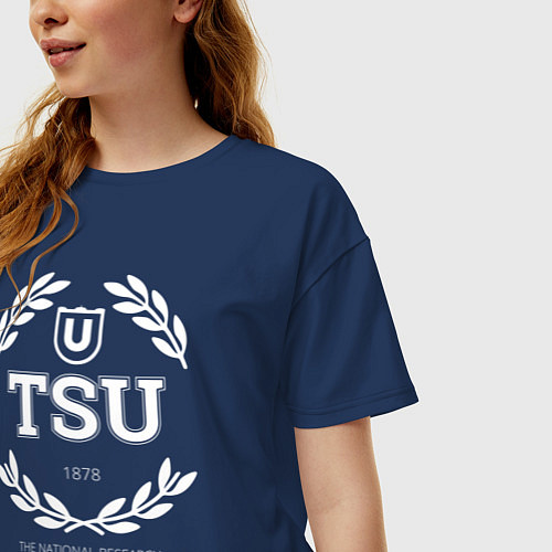 Женская футболка оверсайз TSU / Тёмно-синий – фото 3