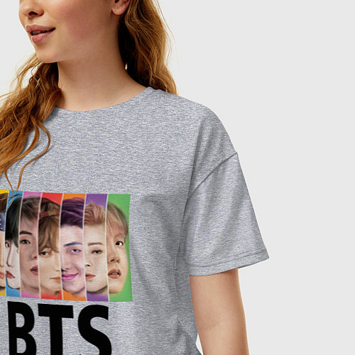 Женская футболка оверсайз BTS: Boys Faces / Меланж – фото 3