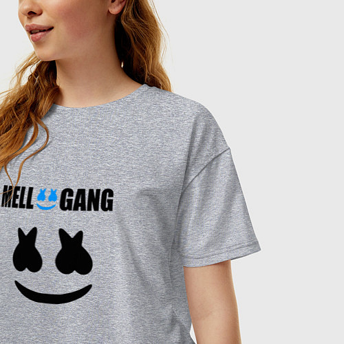 Женская футболка оверсайз Marshmello Mellogang / Меланж – фото 3