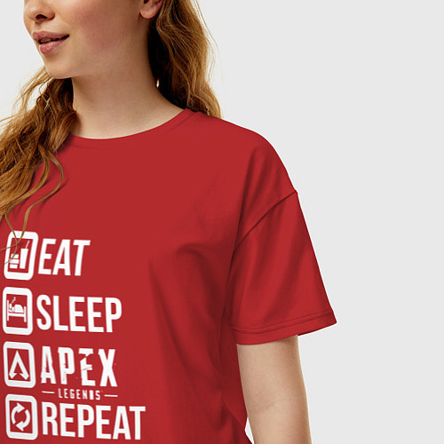 Женская футболка оверсайз Eat, Sleep, Apex, Repeat / Красный – фото 3