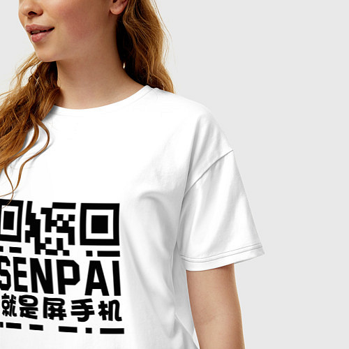 Женская футболка оверсайз SENPAI QR / Белый – фото 3