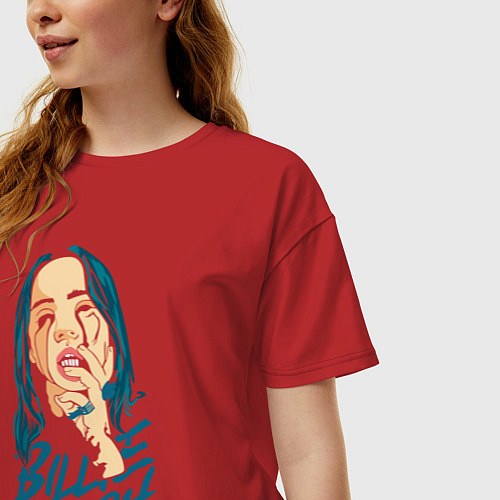 Женская футболка оверсайз Billie Eilish: Dark Style / Красный – фото 3