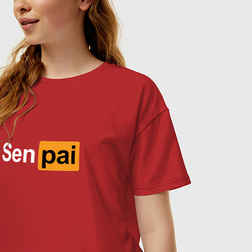 Женская футболка оверсайз Senpai: Pornhub Style / Красный – фото 3