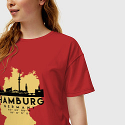 Футболка оверсайз женская Гамбург - Германия, цвет: красный — фото 2