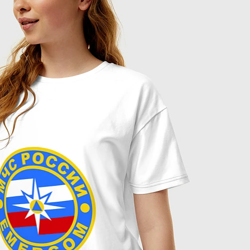 Женская футболка оверсайз Emercom Russia / Белый – фото 3