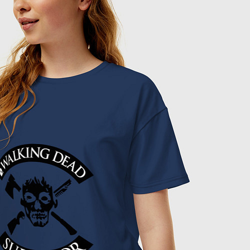 Женская футболка оверсайз Walking dead survivor / Тёмно-синий – фото 3