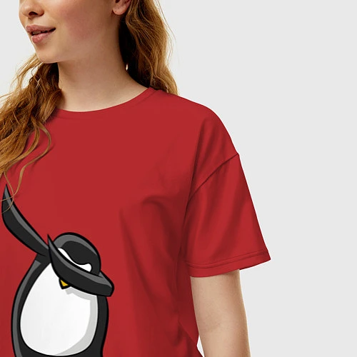 Женская футболка оверсайз DAB Pinguin / Красный – фото 3