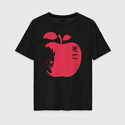 Женская футболка оверсайз Тетрадь Смерти - Рюк и яблоко