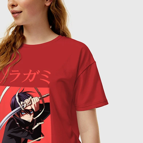 Женская футболка оверсайз Бездомный бог / Красный – фото 3