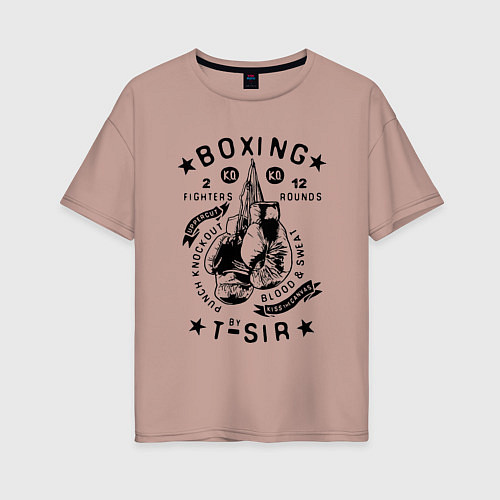 Женская футболка оверсайз Бокс / Пыльно-розовый – фото 1
