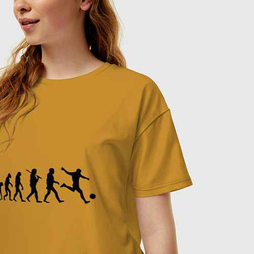 Женская футболка оверсайз Футбольная эволюция / Горчичный – фото 3