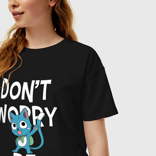 Женская футболка оверсайз Dont Worry be Fairy Tail / Черный – фото 3