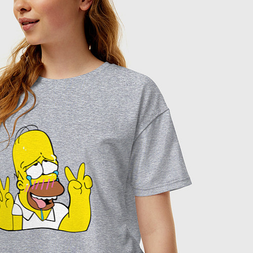 Женская футболка оверсайз Homer Ahegao / Меланж – фото 3