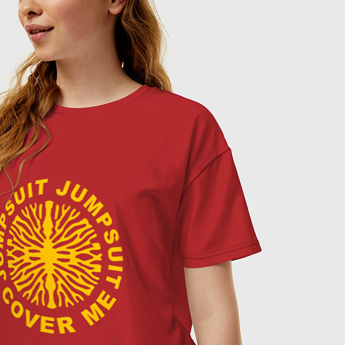 Женская футболка оверсайз 21 Pilots: Jumpsuit Cover Me / Красный – фото 3