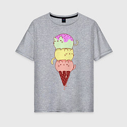 Футболка оверсайз женская Котомороженка, цвет: меланж