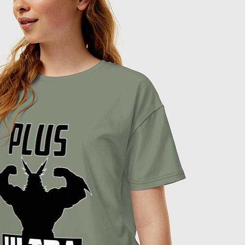 Женская футболка оверсайз PLUS ULTRA черный / Авокадо – фото 3