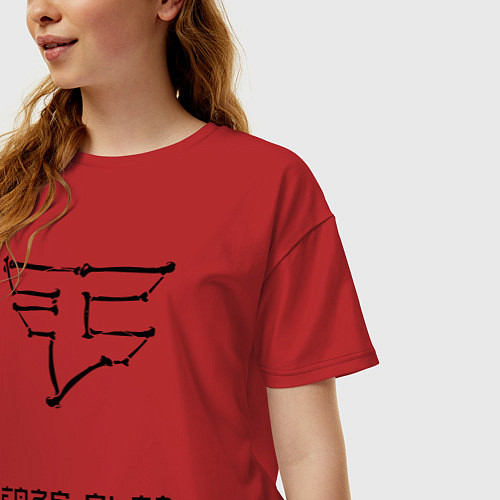 Женская футболка оверсайз Cs:go - Faze Clan Skull / Красный – фото 3