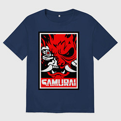 Женская футболка оверсайз Cyberpunk 2077: Samurai Poster