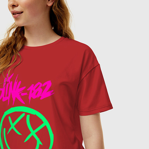 Женская футболка оверсайз BLINK-182 / Красный – фото 3