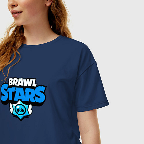Женская футболка оверсайз BRAWLSTARS / Тёмно-синий – фото 3