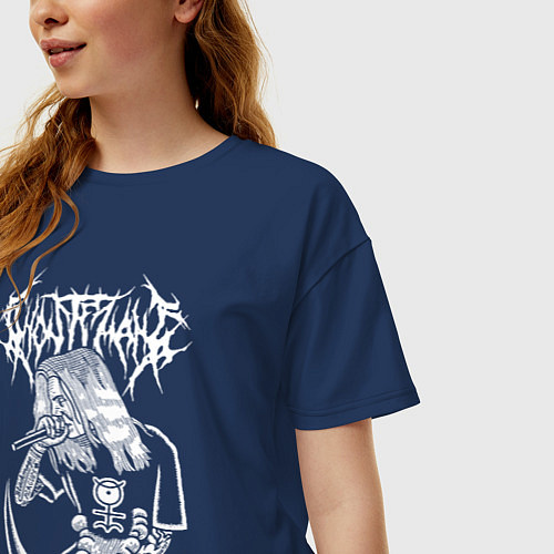 Женская футболка оверсайз Ghostemane / Тёмно-синий – фото 3