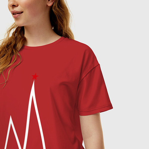 Женская футболка оверсайз Москва-белый логотип-2 / Красный – фото 3
