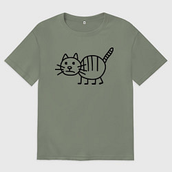 Женская футболка оверсайз Рисунок кота