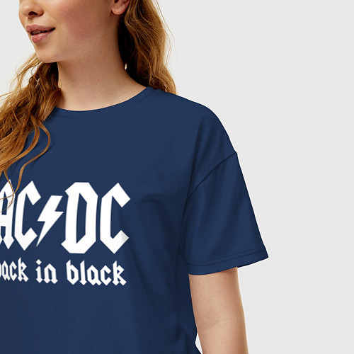 Женская футболка оверсайз ACDC BACK IN BLACK / Тёмно-синий – фото 3