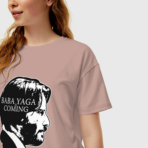 Женская футболка оверсайз Baba Yaga is Coming / Пыльно-розовый – фото 3